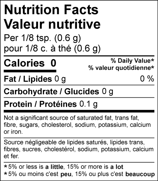 nutritional facts of the dried sourdough starter