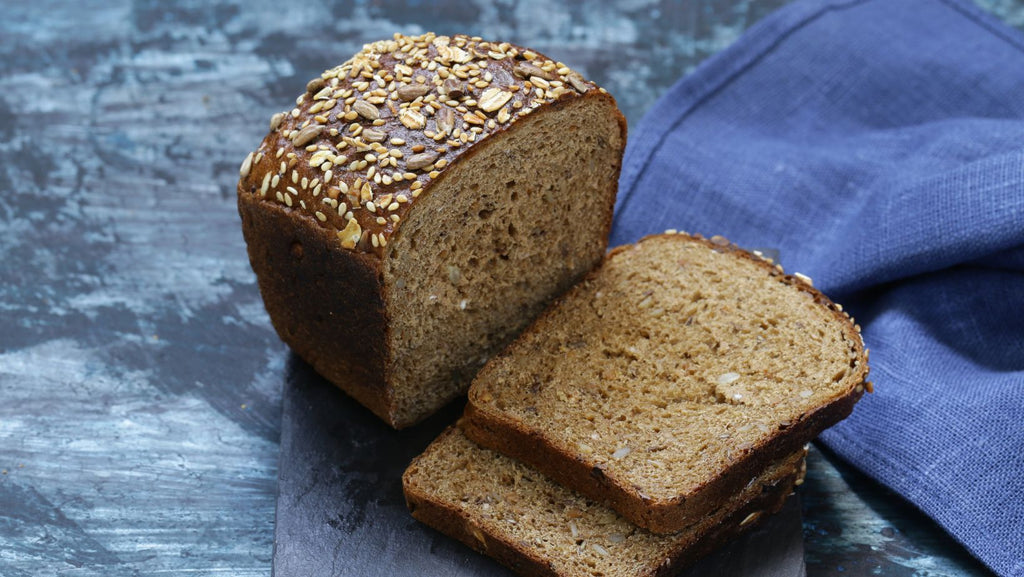 Cut and sliced 100% sourdough rye bread