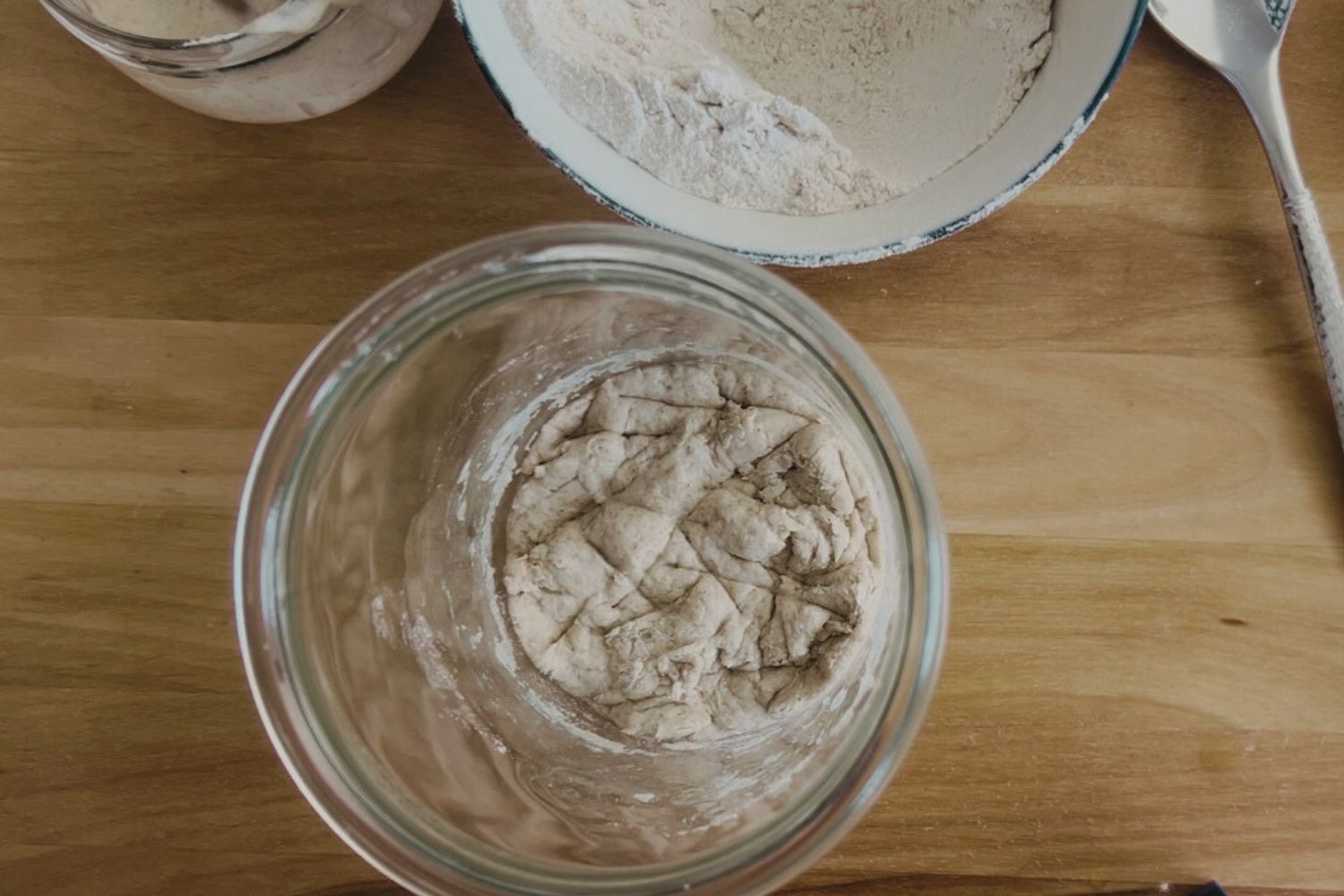 stiff sourdough starter after mixing
