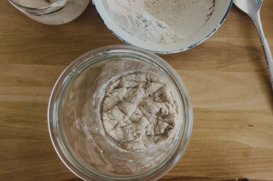 stiff sourdough starter after mixing