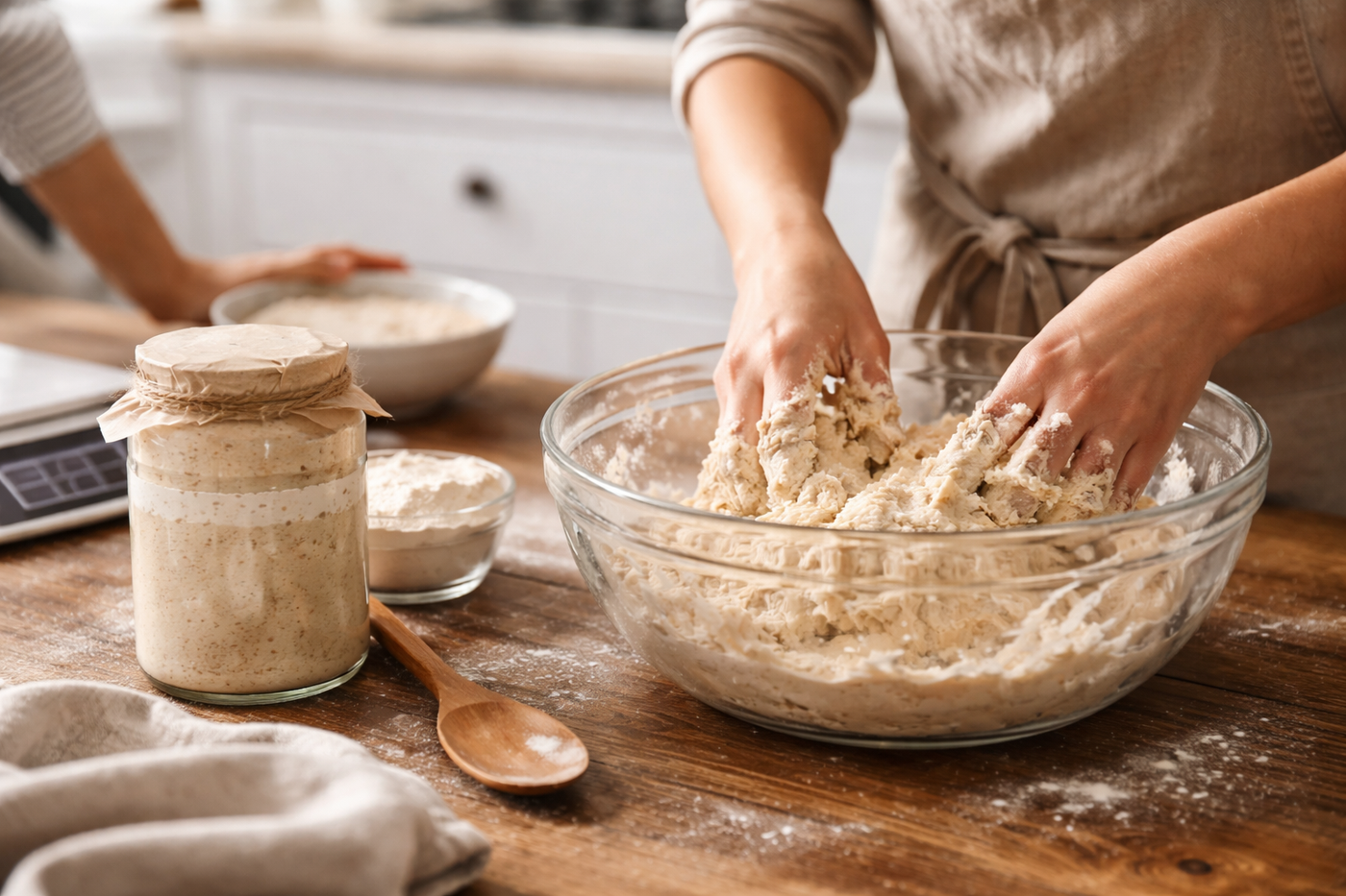 hands-in-dough-person-watching-sourdough-jar