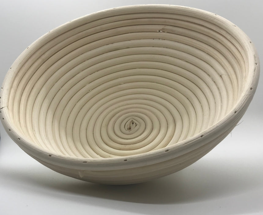 Close-up of natural rattan proofing basket spiral pattern